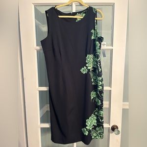 Navy blue and green flowered dress